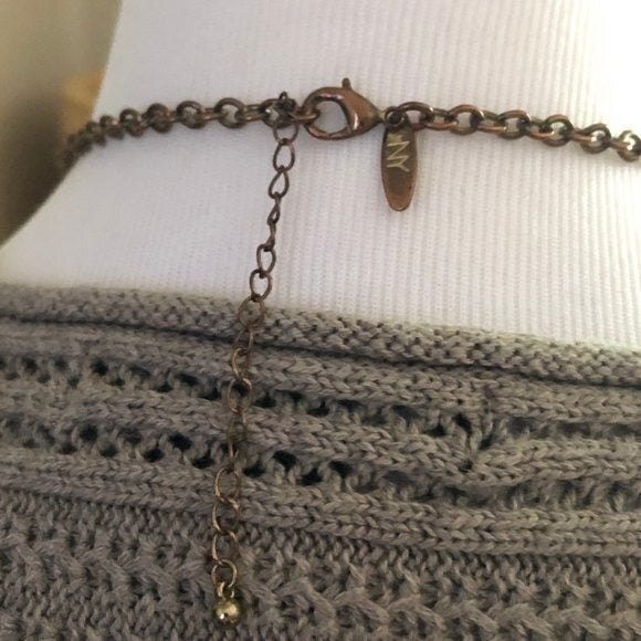 Rhinestone Bib Statement Necklace Pink Gold - Picture 3 of 5